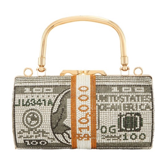 •Roll in the Dough• Money Stacks Rhinestone Clutch - Picture 1 of 1